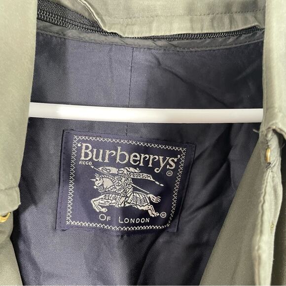 Vintage Burberry Olive Green Novacheck Wool Lined Trench Coat 40 Burberrys - Picture 4 of 16